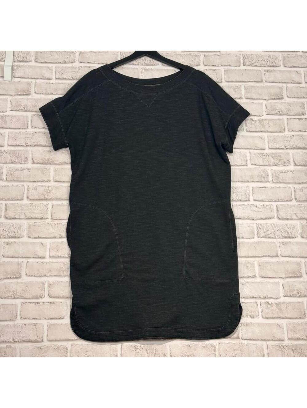 Max Studio Weekend Dress Short Sleeve Women's L Loose Fit Gray Pockets